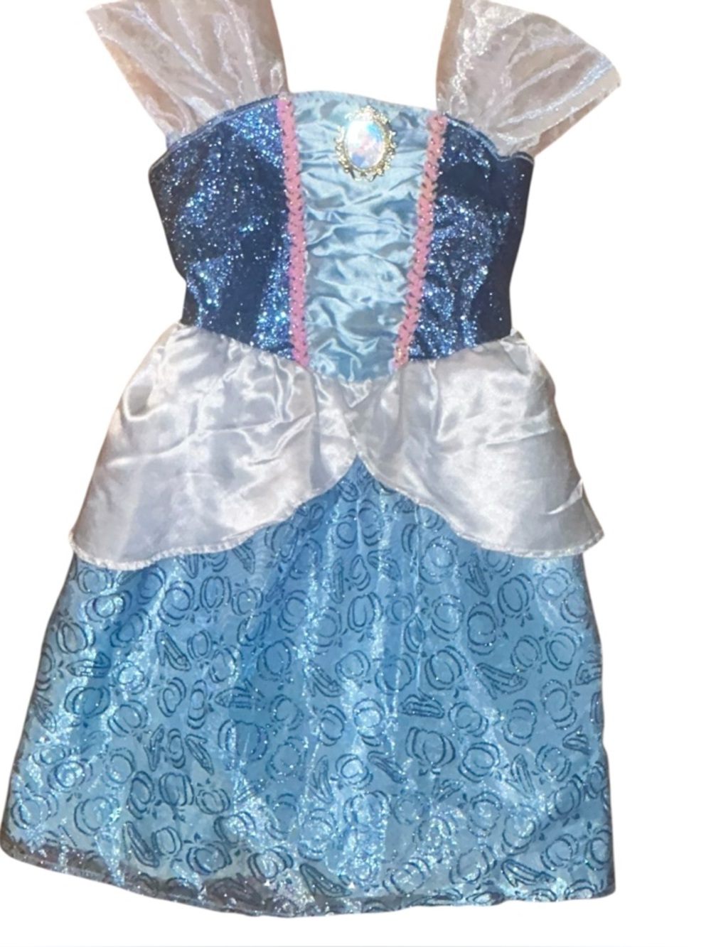 Disney princess Cinderella blue glitter costume play dress 4-6x
